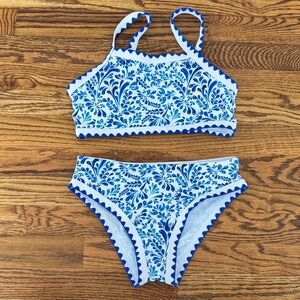 Blue Floral Kids Swim Set